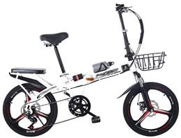 Allround Helmets Folding Bike 16 / 20 / 22 in 6 Speed Folding Foldable Adjustable City Bike Bicycles Front and Rear Double Shock Absorption Double Disc Brake Handle Seat Height Adjustable A, 20 inches