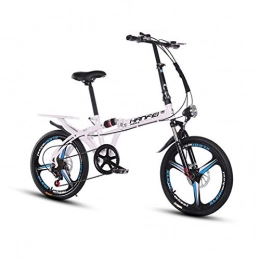 AMEA Bike 16 / 20 Inches Foldable Lightweight Bicycles, Small Portable Bicycles, Outdoor Mountain Bikes for Adult Students, Aluminum Alloy Double Shock-Absorbing Variable Speed Bicycles, White, 16Inch