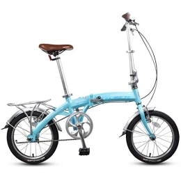 DJYD Folding Bike 16" Folding Bikes, Adults Kids Mini Single Speed Foldable Bicycle, Aluminum Alloy Lightweight Portable Folding City Bike Bicycle, Beige FDWFN (Color : Blue)
