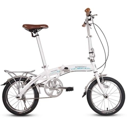DJYD Bike 16" Folding Bikes, Adults Kids Mini Single Speed Foldable Bicycle, Aluminum Alloy Lightweight Portable Folding City Bike Bicycle, Beige FDWFN (Color : White)