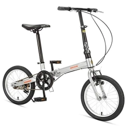 DJYD Bike 16" Folding Bikes, High-carbon Steel Light Weight Folding Bike, Mini Single Speed Reinforced Frame Commuter Bike, Lightweight Portable, Black FDWFN (Color : Silver)