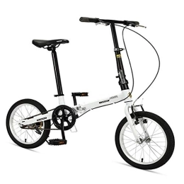 DJYD Bike 16" Folding Bikes, High-carbon Steel Light Weight Folding Bike, Mini Single Speed Reinforced Frame Commuter Bike, Lightweight Portable, Black FDWFN (Color : White)