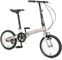 Aoyo Bike 16" Folding Bikes, High-carbon Steel Light Weight Folding Bike, Mini Single Speed Reinforced Frame Commuter Bike, Lightweight Portable, (Color : Silver)