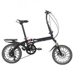 FDSH Folding Bike 16 inch Foldable Bicycle, Variable Speed ​​Small Portable Ultra Light Double Disc Brake, Lightweight And Aluminum Folding Bike, with Pedals Adult Student Children-E