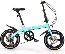 Hzjjc Bike 16 Inch Folding City Bike Bicycle, Mountain Road Bike Lightweight Fold Up Foldable Hybrid Bikes Commuter Full Suspension Specialized for Men Women Adult Ladies, H004ZJ (Color : Green, Size : 16in)