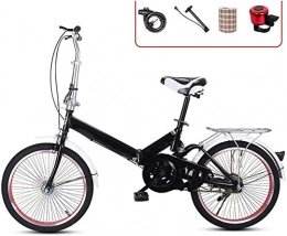 Hzjjc Bike 16 Inch Folding City Bike Bicycle, Mountain Road Bike Lightweight Fold Up Foldable Hybrid Bikes Commuter Full Suspension Specialized for Men Women Adult Ladies, H006ZJ (Color : Black, Size : 20in)
