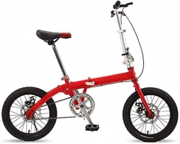 Hzjjc Bike 16 Inch Folding City Bike Bicycle, Mountain Road Bike Lightweight Fold Up Foldable Hybrid Bikes Commuter Full Suspension Specialized for Men Women Adult Ladies, H055ZJ (Color : Red, Size : 16inch)