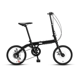 XBSXP Bike 16in Adult Bikes Folding Cruiser Bike, High Strength Steel Frame Bicycle, City Compact Bicycles, Bicycle Seats for Comfort，Suitable for Ladies Students, Office Workers, Commuters ( Color : Black-a )