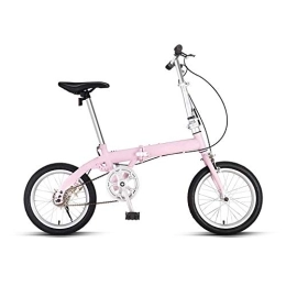 XBSXP Bike 16in Adult Bikes Folding Cruiser Bike, High Strength Steel Frame Bicycle, City Compact Bicycles, Bicycle Seats for Comfort，Suitable for Ladies Students, Office Workers, Commuters ( Color : Pink-b )