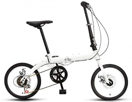 XIN Folding Bike 16in Folding Bike Bicycle Cruiser 6 Speed Adult Student Outdoors Sport Mountain Cycling Ultralight Portable Foldable Bike for Men Women Lightweight Folding Casual Damping Bicycle ( Color : White-a )