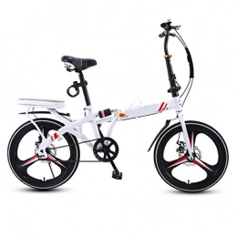 ZHEDYI Folding Bike 16in Lightweight Folding City Bike, Variable Speed Cruiser Womens Bicycles, Portable Bikes, Mini Young Male Adult Road Bike with Adjustable Handlebars ( Color : White , Size : Single speed one wheel )