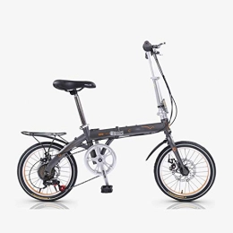BEIGOO Folding Bike 16Inch Folding Bike, for Adult Men and Women Teens, Mini Lightweight Foldable Bicycle for Student Office Worker Urban Environment, High Tensile Steel Folding Frame with V Brake Rear Rack-gray-16inch