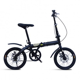 CXSMKP Folding Bike 16Inch Folding Bike for Adult Men And Women Teens, Singe Speed Mini Lightweight Foldable Bicycle for Student Office Worker Urban Environment, High Carbon Steel Folding Frame with Disc Brake, Black