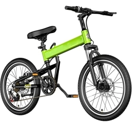  Bike 18 / 20 Inch Mountain Bike Folding Bicycle Aluminum Alloy Students Variable Speed Off-Road Shock-Absorbing Bicycles (Yellow 20 inch) (Green 20 inch)