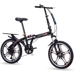 LFANH Bike 20" Bicycle Outroad Mountain Bike, Commuter Lightweight Folding Bike, Portable City Compact Bicycle, Damping Ladies Bikes Student for Adults Men And Women, Black