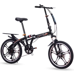 LFANH Bike 20" Bicycle Outroad Mountain Bike, Commuter Lightweight Folding Bike, Portable ​​City Compact Bicycle, Damping Ladies Bikes Student for Adults Men And Women, Black