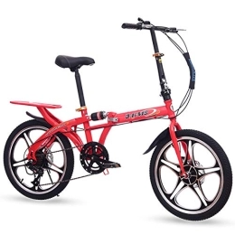 LFANH Folding Bike 20" Bicycle Outroad Mountain Bike, Commuter Lightweight Folding Bike, Portable ​​City Compact Bicycle, Damping Ladies Bikes Student for Adults Men And Women, Red