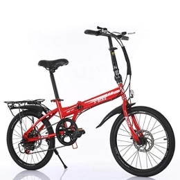 20" Foldable Bike Ladies Bicycle, Lightweight City Compact Bike Urban Commuter Portable Bikes 6 Speed Foldable Mountain Bike for Adult/Student,Red