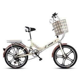 DODOBD Bike 20" Folding Bike 6-Speed, Foldable Urban Bicycle Cruiser with Quick-Fold System Double V-Brake and Height Adjustable Seat 68-83CM Carbon Steel for Adults Students