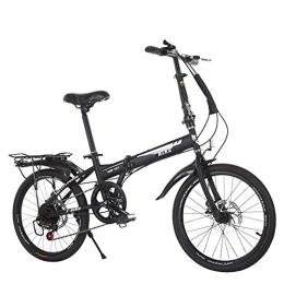 FMOPQ Folding Bike 20'Folding Bike 6 Speed Gears Carbon Steel Frame Foldable Compact Bicycle Compatible with Adults Rear Carry Rack and Kickstand