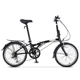 DJYD Bike 20" Folding Bike, Adults 6 Speed Light Weight Folding Bicycle, Lightweight Portable, High-carbon Steel Frame, Folding City Bike with Rear Carry Rack, Black FDWFN (Color : Black)