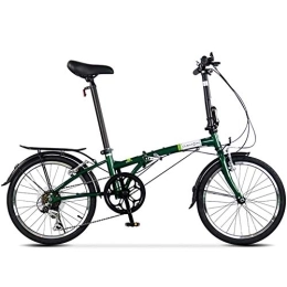 DJYD Folding Bike 20" Folding Bike, Adults 6 Speed Light Weight Folding Bicycle, Lightweight Portable, High-carbon Steel Frame, Folding City Bike with Rear Carry Rack, Black FDWFN (Color : Green)