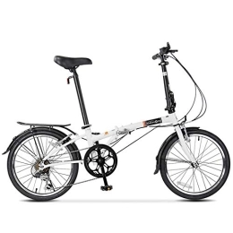 DJYD Folding Bike 20" Folding Bike, Adults 6 Speed Light Weight Folding Bicycle, Lightweight Portable, High-carbon Steel Frame, Folding City Bike with Rear Carry Rack, Black FDWFN (Color : White)