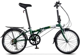 Aoyo Folding Bike 20" Folding Bike, Adults 6 Speed Light Weight Folding Bicycle, Lightweight Portable, High-carbon Steel Frame, Folding City Bike With Rear Carry Rack (Color : Green)