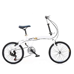 Fetcoi Bike 20" Folding Bike White 7-Speed, Foldable Urban Bicycle Cruiser with Quick-Fold System Double V-Brake and Height Adjustable Seat 70-100mm Carbon Steel for Adults Students