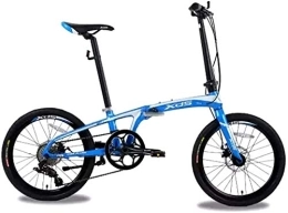 Aoyo Bike 20" Folding Bikes, Adults Unisex 8 Speed Double Disc Brake Light Weight Folding Bike, Aluminum Alloy Lightweight Portable Bicycle, (Color : Blue)