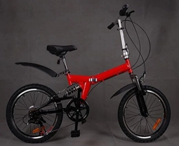 GHGJU  20-inch 6-speed Folding Bike Speed Student Mountain Bike Adult Leisure Bike Outdoor Cycling, Red-20in
