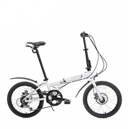 GHGJU Bike 20-inch Aluminum Alloy Disc Dual Disc Brake Adult Mini Folding Bicycle Children Bicycle Transport Tools, White-20in
