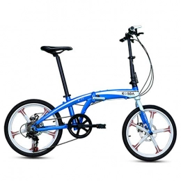 20 Inch Aluminum Alloy Ultra Light Folding Bicycle Adult Portable Children Men and Women Fashion Gift,Blue