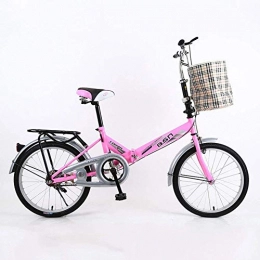 Pkfinrd Bike 20 Inch Foldable Men And Women Folding Bike - Mountain Bike Adult Double Shock Off-Road Off-Road Male And Female Students Fast Cycling, Blue (Color : Pink)