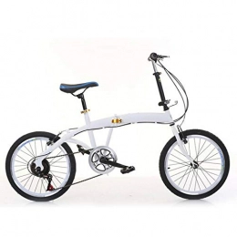 TFCFL Folding Bike 20 Inch Folding Bicycle - Bikes for for Adults White Lightweight Mini Bike Carbon Steel Frame City Bike Bicycle 7 Speed Gear for Student Adult