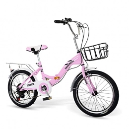 Carz Folding Bike 20 Inch Folding Bicycle, Light Work Variable Speed Tight Brakes City Retro Bike with Rear Lights and Car Basket