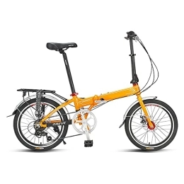 Generic  20 Inch Folding Bicycle Lightweight Alloy Folding City Bike Bicycle, Foldable Bicycle Small Folding Bicycle 7-Speed Variable Speed, Adult Portable Bicycle City Bicycle (Yellow 20inch)