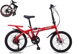 Suge Bike 20 Inch Folding Bicycle Shift Cycling Adult Students MTB Double Disc Damping Means of Transport Work Or School, Red