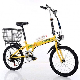 YOUSR Bike 20 Inch Folding Bicycle Shifting-Folding Bicycle Variable Speed Men and Women Bicycle Ultralight Portable Small Wheel 20 Inch Adult Student Car Yellow
