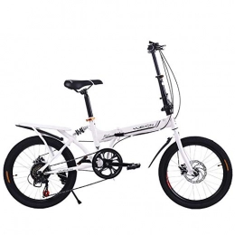 DPGPLP Folding Bike 20 Inch Folding Bicycle Shifting - Folding Speed Bicycle Women / Men's Adult Students Bicycle Double Disc Brakes Shock Absorption, White