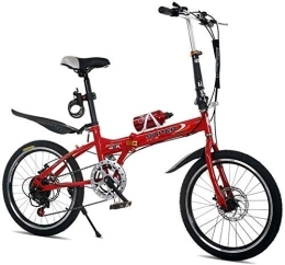 L.HPT Folding Bike 20 Inch Folding Bicycle Shifting - Folding Speed Bicycles Men And Women Bicycle Ultra Light Portable Front And Rear Disc Brakes 20 Inch Adult Student Car, White (Color : Red)