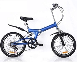 FHKBB Bike 20 Inch Folding Bicycle Shifting - Male And Female Bicycles - Adult Children Students Folding Shock Mountain Bike, White (Color : Blue)