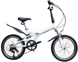 FHKBB Folding Bike 20 Inch Folding Bicycle Shifting - Male And Female Bicycles - Adult Children Students High Carbon Steel Front And Rear Shock Absorber Mountain Bike, Yellow (Color : White)