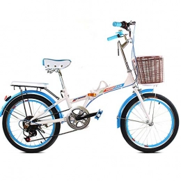 DPGPLP Folding Bike 20 Inch Folding Bicycle Shifting - Men And Women Shock Absorber Bicycle - Double Disc Brake Folding Bicycle Shifting - Lady Adult Bicycle, Blue