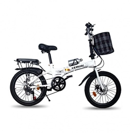 MAYIMY Folding Bike 20 inch folding bicycle ultra light portable bicycle variable speed disc brake shock absorption youth male and female students adult bike(Color:white, Size:Air transport)