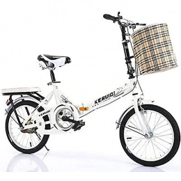 FYHCY Bike 20 Inch Folding bicycle Women is light Work Adult Adult Ultra light Variable Speed Portable Adult Small male student bicycle Folding bicycle Bicycle Carrier White