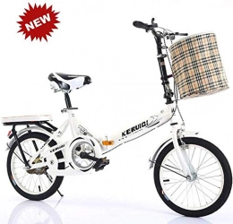 20 Inch Folding Bicycle Women'S Light Work Adult Adult Ultra Light Variable Speed Portable Adult Small Student Male Bicycle Folding Carrier Bicycle Bike Bicicletas de carretera,White