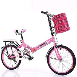 CDPC Bike 20-inch Folding Bicycles, Women's Lightweight Adult Ultra-light Variable Speed Portable Bicycles, Adult Primary School Boys' Bicycles Foldable, Single-speed Bicycles (Color : Pink)