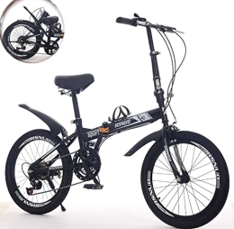 DPCXZ Folding Bike 20 Inch Folding Bike, 6 Speeds Portable Urban Road Bike with Dual Disc Brakes Lightweight Foldable Bicycle Commute Cycle for Men Women Black, 20 inches
