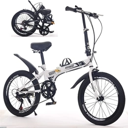 DPCXZ Folding Bike 20 Inch Folding Bike, 6 Speeds Portable Urban Road Bike with Dual Disc Brakes Lightweight Foldable Bicycle Commute Cycle for Men Women White, 20 inches